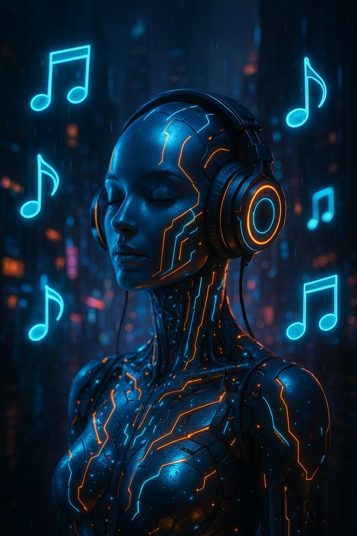 Cyberpunk AI Aesthetic 🎧 Neon Music Vibes Futuristic Digital Art