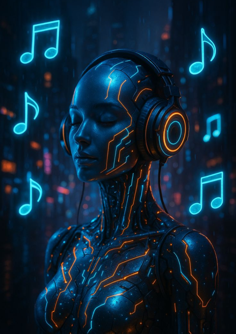 Cyberpunk AI Aesthetic 🎧 Neon Music Vibes Futuristic Digital Art